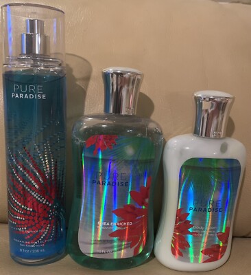 RARE Bath Body Works PURE PARADISE Fragrance Mist Shower Gel Lotion Retired BBW