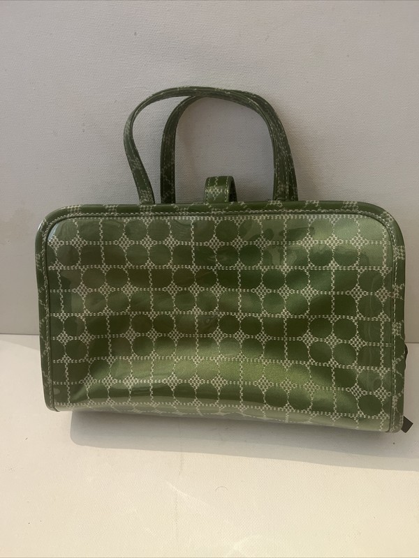 Kate Spade NEW. Green Poka Dots And Squares  Travel Cosmetic Case