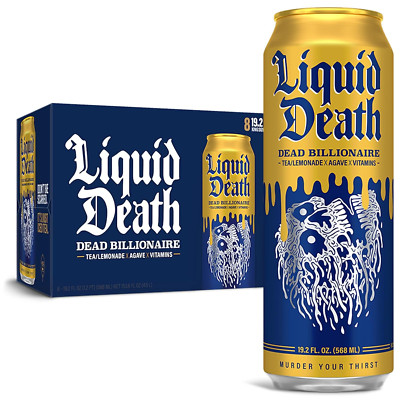 Liquid Death, Dead Billionaire Iced Tea, 8-Pack (19.2Oz Cans), Half Lemonade Hal