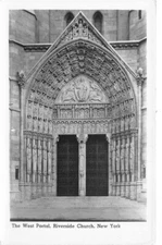 West Portal Riverside Church New York Real Photo RPPC