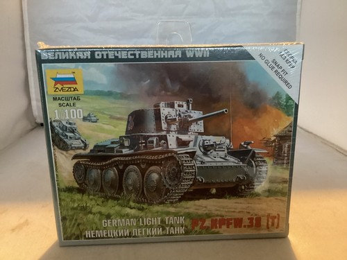 ZVEZDA CARRO ARMATO LEGGERO TEDESCO PZ. KPFW. 38 (T) 1/100 nuovo con scatola x 3 - Foto 2 di 8