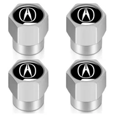 4x Acura Tire Valve Stem Caps For Car Truck Universal Fitting Silver Chrome