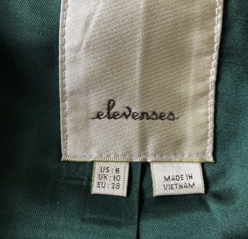Anthropologie Elevenses Green & Hot Pink Embroidered Military Dress Coat 6 - Picture 7 of 15