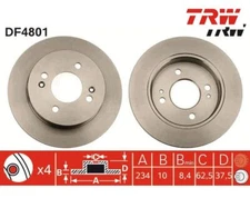 2pcs Brake Disc TRW DF4801 for Kia Picanto Hyundai i10