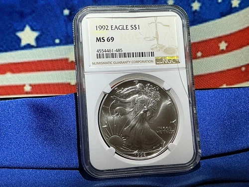 1992 silver $1 eagle MS 69 NGC