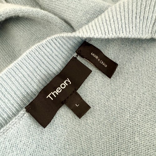Maglione girocollo Theory Karenia in cashmere blu guscio d'uovo taglia L - Foto 8 di 10