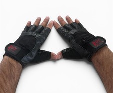 Leather Weightlifting Gloves for Men  Women   Fingerless Gym Workout Gloves