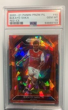2020-21 Bukayo Saka Red Ice Panini Prizm #40 RC Rookie PSA 10