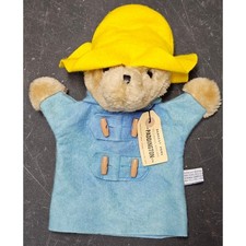 Vintage 1981 Eden Toys Paddington Bear Hand Puppet Blue Coat Yellow Hat Tag