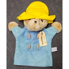 Vintage 1981 Eden Toys Paddington Bear Hand Puppet Blue Coat Yellow Hat Tag