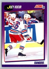 Joey Kocur 1991 Score #92 New York Rangers Hockey Card