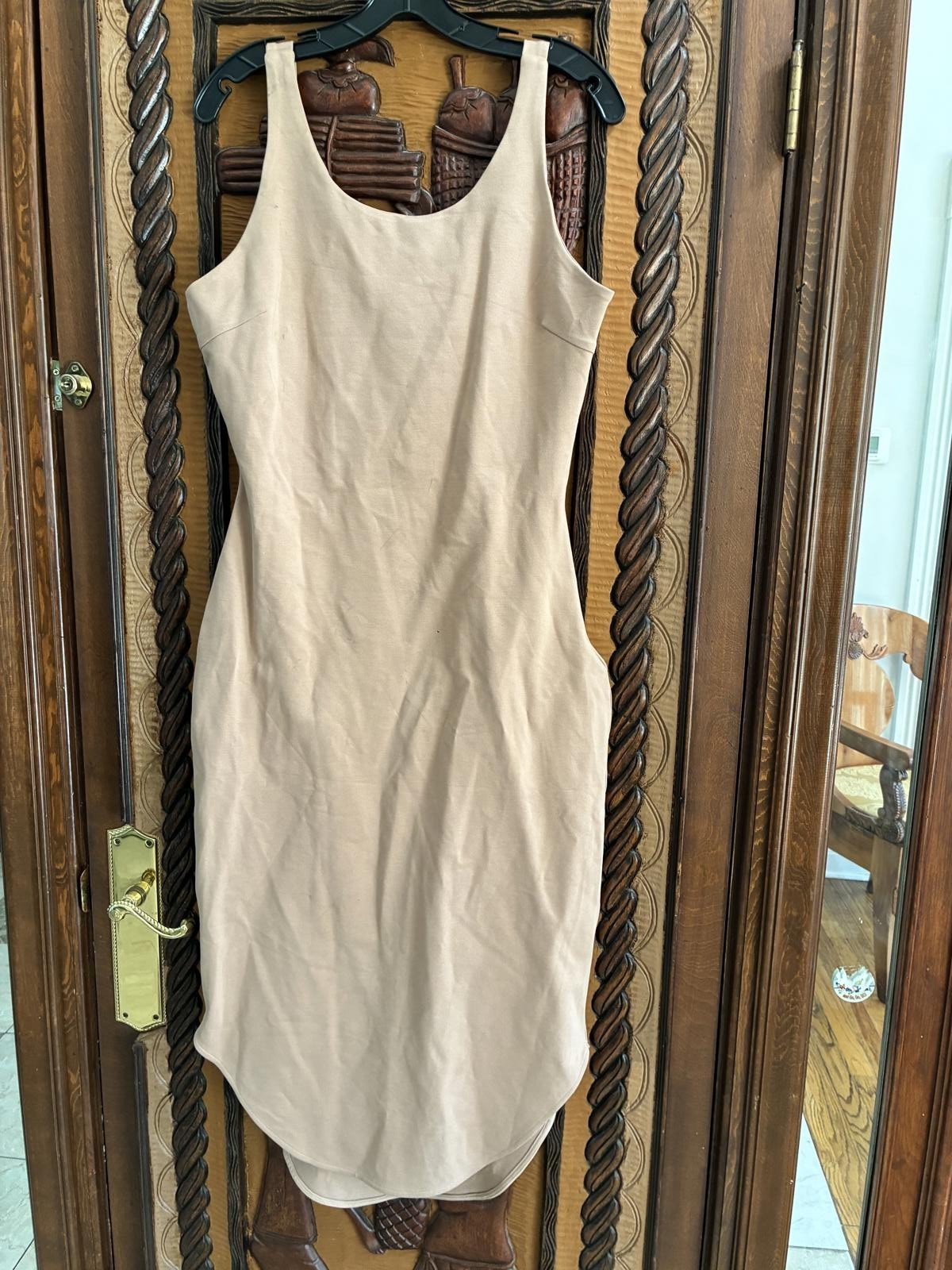 Urban Elegant Neutral Tone Tank Midi Dress sz XL Stretch Sheath Minimalist Chic