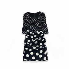 Authentic Dolce & Gabbana Polka Dot Silk Wrap Dress Black White Size 38 IT