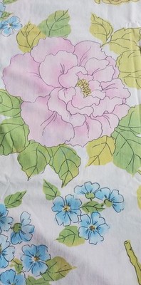Vintage Flat Sheet -  Art Deco Style - Large Floral - Wamsutta Ultracale - Twin