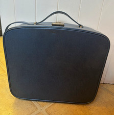 Vintage Retro Blue Leather Hard Case Cabin Suitcase 40L Lock Included