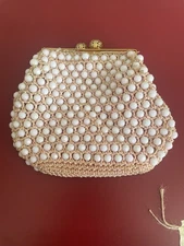 Vintage JEM Hong Kong Coin Purse White Beads