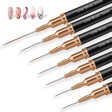 7PCS Metallic Nail Art Brushes Set, 7/9/11/15/25mm Liner Brush For Black