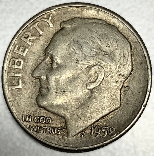 1958-D Roosevelt Dime - Circulated Condition - 90% Silver - US Coin - 2987