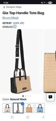 Bruno Magli Gia Top Handle Tote Bag Natural/Black 8 2/3''H x 6 2/3''W x 4 1/3''D