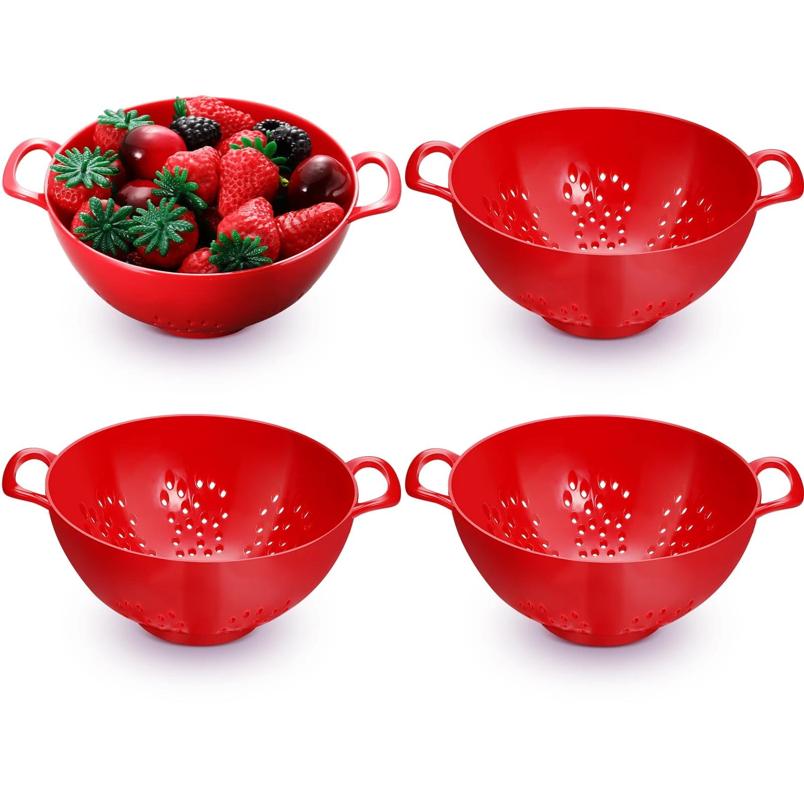 4 Pack Mini Colander for Kitchen Plastic Berry Strainer with Double Handles 7...