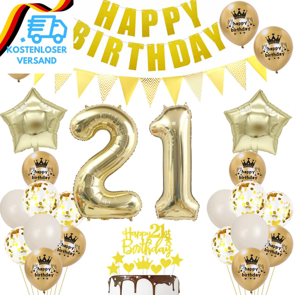 21 Geburtstag Deko Mann Frauen Luftballon 21.Geburtstag Frau Deko Gold Geburtsta-image