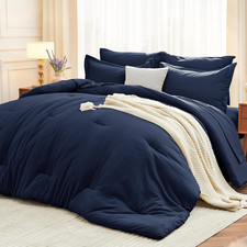 7 Pieces King Comforter Set, Soft Bed in a Bag King Size, All Season Bedding Set