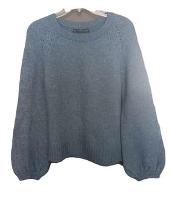 Peruvian Connection Sweater Womens XS  Blue Alpaca Raglan Quiet Luxury Peru