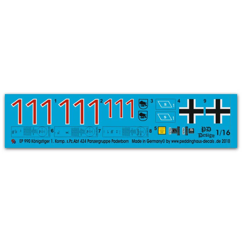 Peddinghaus Decals 1220000990 - Tiger II Tank Group Paderborn