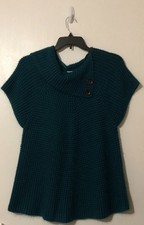 Worthington Short Sleeve Blue [Teal] Sweater Dress with Buttons (Size XL)