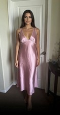 Vintage Etienne Satin pink midi nightgown Sz L