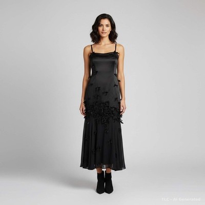 Moschino Cheap and Chic Black Satin and Crepe Maxi Dress M