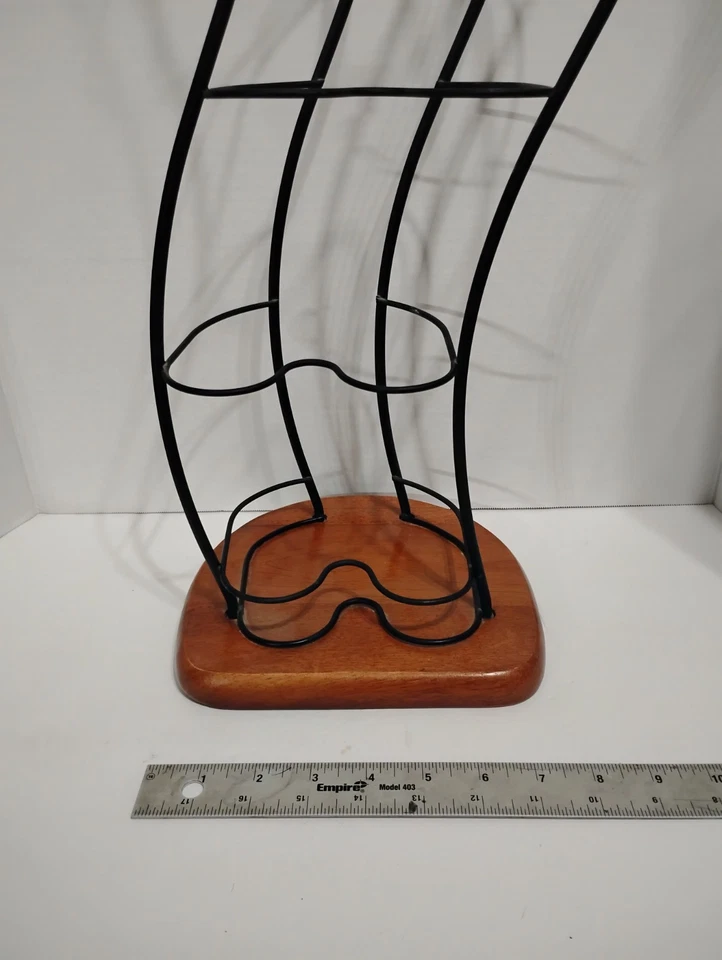 Vintage 90s Atlantic Media 30 CD Storage Tower Curved Metal With Wood Base - Image 2 of 4