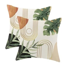 Boho Pillow Covers 18x18 Set 18" x 18" (Pack of 2) Mid Century-tropical Leaf 2