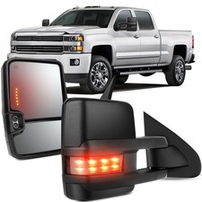 Power Heated Tow Mirrors LED Turn Signal 2015-2019 Chevy GMC 2500HD 3500HD Black