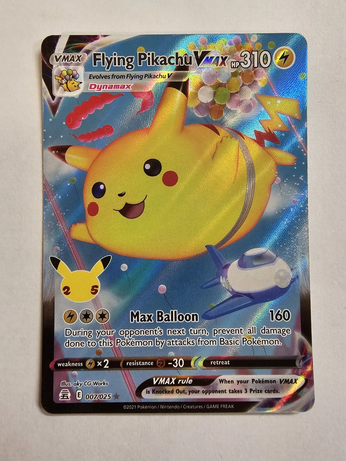 Flying Pikachu VMax Celebrations Pokemon TCG Card 007/025 Ungraded Nm