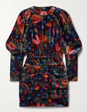 NWT Farm Rio Banana Sky Velvet Long Sleeve Dress Size Small