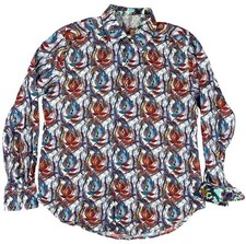 Robert Graham Men s Shirt Hilliard Textured Paisley Colorful Northchase Sz M EUC