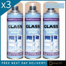 3 x 400ML WINDOW GLASS FROSTING SPRAY PAINT AEROSOL PRIVACY DECORATIVE FROSTED