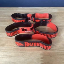 Arkansas Razorbacks Wide Rubber Wristband Black Red Lot Of 5