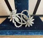 Silver Tone Trembler Floral Rhinestone Brooch Vintage Un-Signed Costume Jewelry
