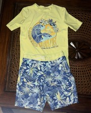 Boys Oshkosh Size 8 Swim Trunks And Rash Guard