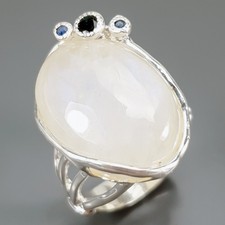 Handgefertigter Ring 23 Karat natürlicher Mondstein Ring 925 Sterling Silber Gr. 7 /R447679