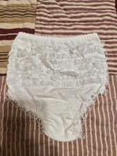 Vintage White Cotton Ruffle Lace Panties Size 2-3