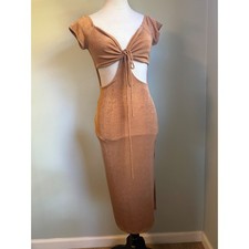 Windsor Shimmer Cut-Out Tie Front Midi Dress NWT Large Y2k boho resort beach dai