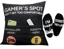 Gamer Gifts Pocket Design Throw Pillow Cover 18 X 18 Inch  Gamer Socks NEW