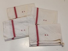 Lot de 4 torchons anciens - liteaux rouges - début XXe - 50cm x 96cm