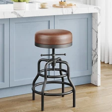 Adjustable Height Swivel Bar Stool, 22-29 Inch Industrial Vintage Bar Counter He