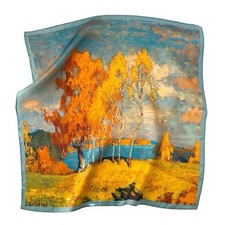 100 Silk Scarf 53 53cmWomen Oil Painting Style Kerchief Square Bandana Wrap