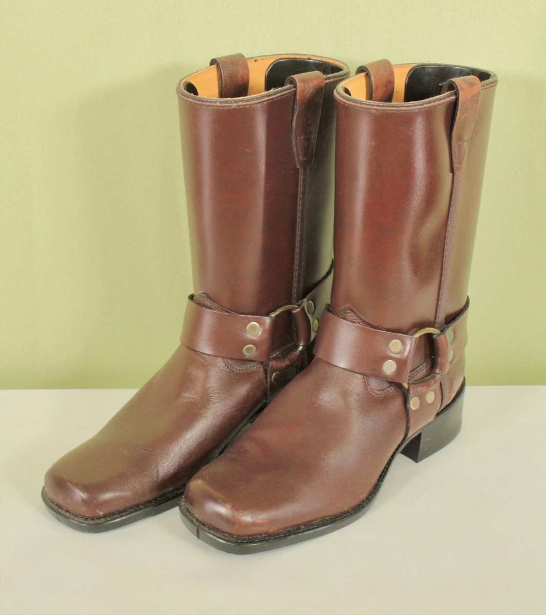Vintage Sears Mens Oxblood Burgundy Harness Engineer Boots Square Toe 8 D Square Toe Boots 70s - Etsy main image 3