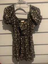 ALTAR’D STATE BLACK & WHITE FLORAL PATTERN SIZE SMALL MIDI DRESS 
